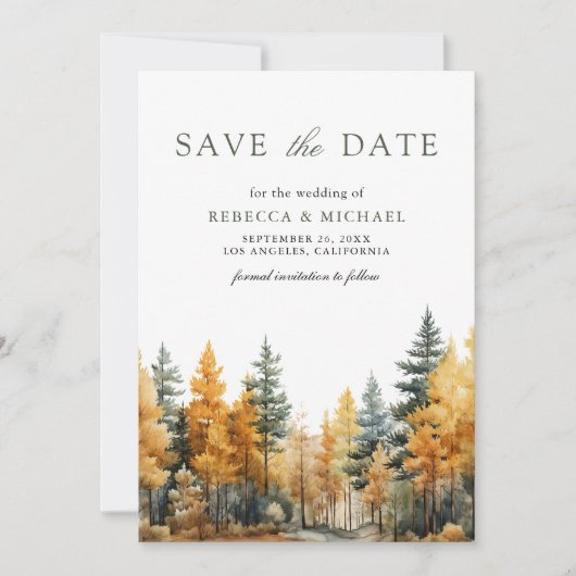 Rustikales Foto für Herbst-Wälder QR-Code Hochzeit Save The Date (Vorderseite)