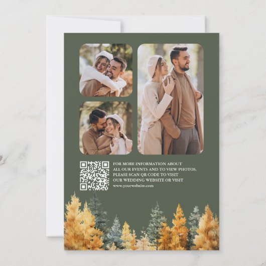Rustikales Foto für Herbst-Wälder QR-Code Hochzeit Save The Date (Rückseite)