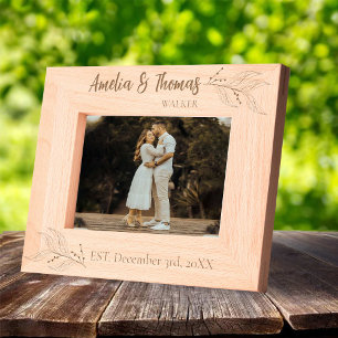 Rustikales Foto für Hochzeiten mit Namen Geätzte Rahmen