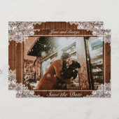 Rustikales Foto für Hochzeiten von Holz und Weißsp Save The Date (Vorne/Hinten)