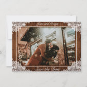 Rustikales Foto für Hochzeiten von Holz und Weißsp Save The Date (Vorderseite)