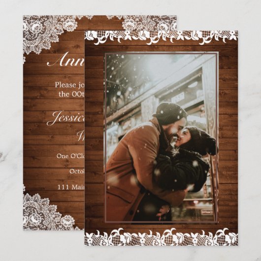 Rustikales Foto für Hochzeitsfeiern Einladung (Vorne/Hinten)