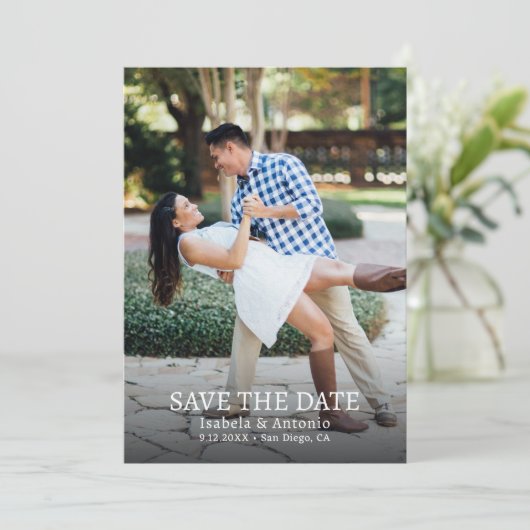 Rustikales Foto für Hochzeitsfeiern Save The Date (Stehend Vorderseite)