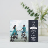 Rustikales Foto für Karton-Typografie Save the Dat Ankündigungspostkarte (Stehend Vorderseite)