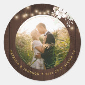 Rustikales Foto für Winterhochzeiten personalisier Runder Aufkleber (Vorderseite)