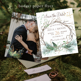 Rustikales FOTO für Winterhochzeiten Save the Date Flyer