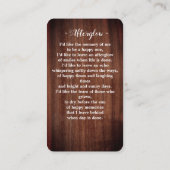 Rustikales Foto Gedenkfeier Beerdigung Gebet-Karte Telefonnummerkarte (Rückseite)