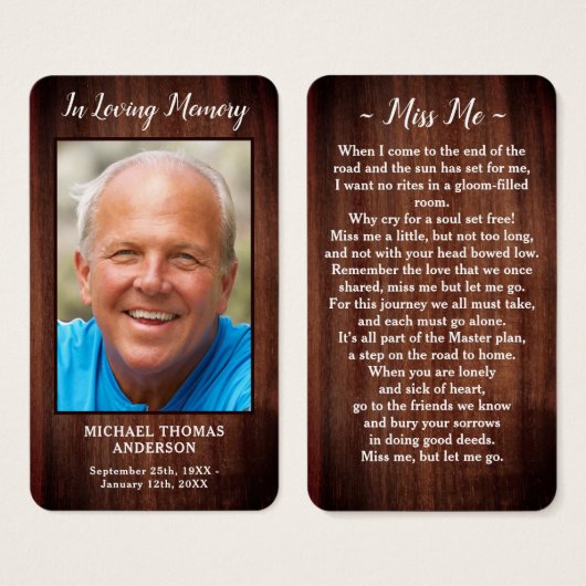 Rustikales Foto-Gedenkkartengedicht (Vorne & Hinten)