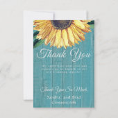 Rustikales Foto Gelbe Sonnenblume Blauer Barnholz Dankeskarte (Rückseite)
