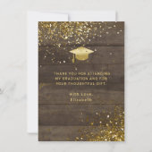 Rustikales Foto Gold Calligraphy Script Abschluss Dankeskarte (Rückseite)