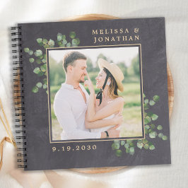 Rustikales Foto Greenery Gold Wedding GuestBook Notizblock