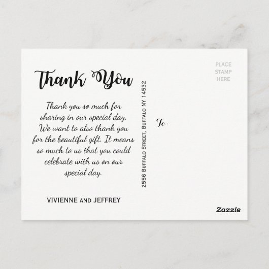 Rustikales Foto Hochzeit Danke Karte (Rückseite)