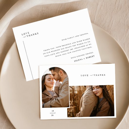 Rustikales Foto Hochzeit Dankeschön-Karte mit Anme Dankeskarte