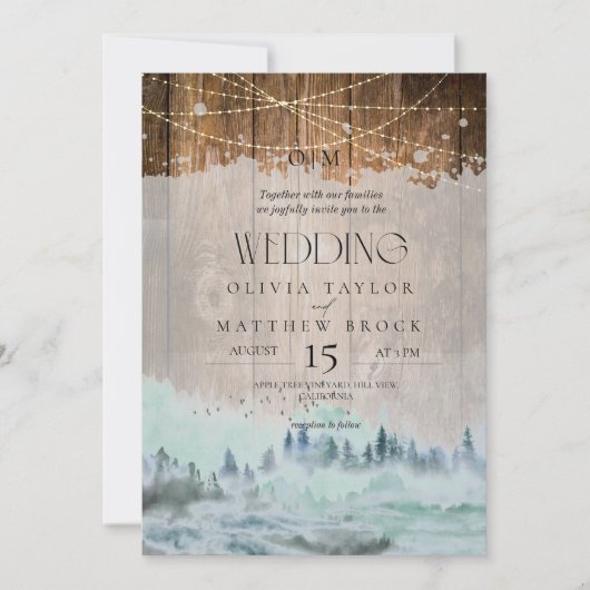 Rustikales Foto Hochzeit Einladung (Vorderseite)