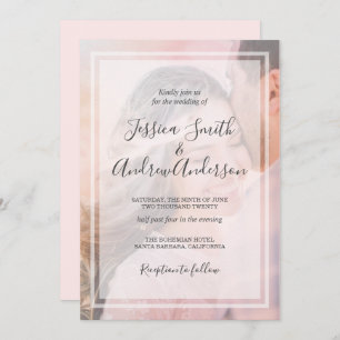 Rustikales Foto Hochzeit Einladung Vintagen Korall