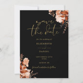 Rustikales Foto-Hochzeit mit Schwarz und Gold Save The Date (Vorderseite)