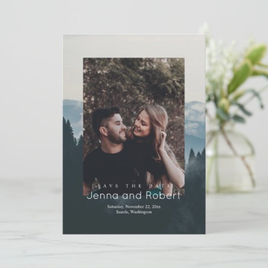 Rustikales Foto Hochzeit rettet das Datum Save The Date (Stehend Vorderseite)