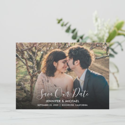 Rustikales Foto Hochzeit Speichern Sie die Datumsk Save The Date (Stehend Vorderseite)