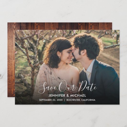 Rustikales Foto Hochzeit Speichern Sie die Datumsk Save The Date (Vorne/Hinten)