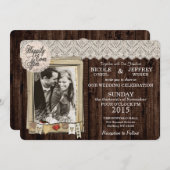 Rustikales Foto Hochzeitsfeier Einladung (Vorne/Hinten)