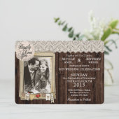 Rustikales Foto Hochzeitsfeier Einladung (Stehend Vorderseite)