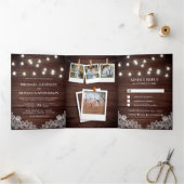 Rustikales Foto-Hochzeitsholz Dreifach Gefaltete Einladung (Innenseite)