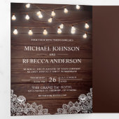 Rustikales Foto-Hochzeitsholz Dreifach Gefaltete Einladung (Innen Erste Seite)