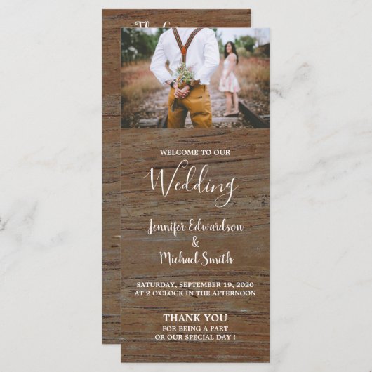 Rustikales Foto-Hochzeitsprogramm Programm (Vorne/Hinten)