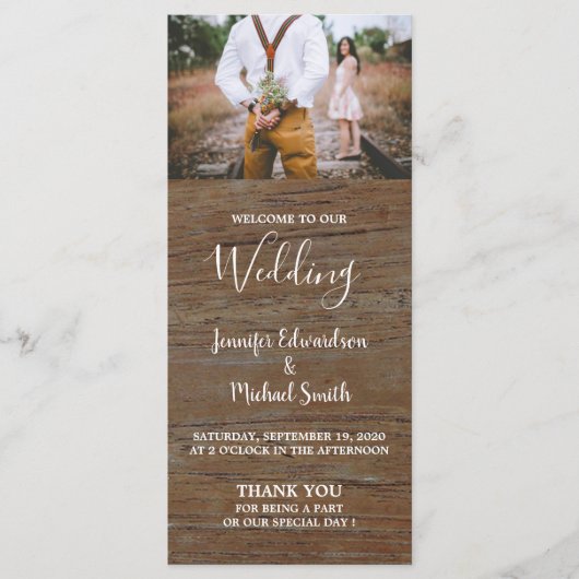 Rustikales Foto-Hochzeitsprogramm Programm (Vorderseite)