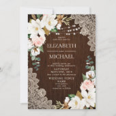 Rustikales Foto-Hochzeitssaal aus Holz Einladung (Vorderseite)