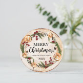 Rustikales Foto Holz Frohe Weihnachtsgrün Einladung (Stehend Vorderseite)