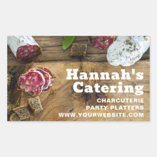 Rustikales Foto Holzpappe Charcuterie Catering Rechteckiger Aufkleber