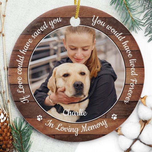 Rustikales Foto-Hund-2--Beileid Keramik Ornament