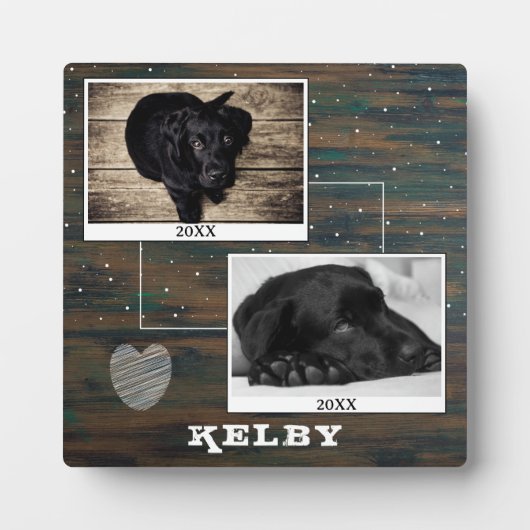 Rustikales Foto Hundeschlitten Fotoplatte (Vorderseite)