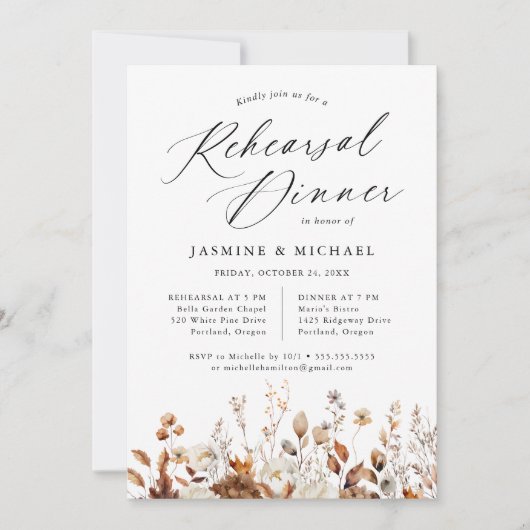 Rustikales Foto im Herbst Probe Abendessen Einladung (Vorderseite)