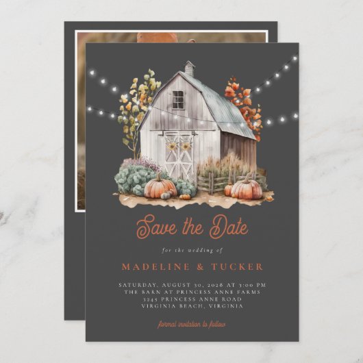 Rustikales Foto in Aquarelltönen Save the Date (Vorne/Hinten)