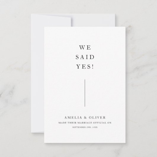 Rustikales Foto Inline wir sagten ja Hochzeitsfeie Ankündigung (Vorderseite)