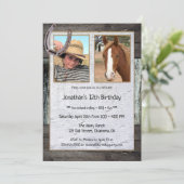 Rustikales Foto Kindergeburtstag Einladung (Stehend Vorderseite)