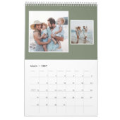 Rustikales Foto-Kollage-Grün in Monogramm Kalender (Mär 2027)