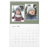 Rustikales Foto-Kollage-Grün in Monogramm Kalender (Jan 2026)