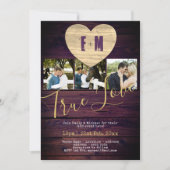 Rustikales FOTO lädt zu Lila Paarfeiern ein Einladung (Vorderseite)