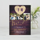 Rustikales FOTO lädt zu Lila Paarfeiern ein Einladung (Stehend Vorderseite)