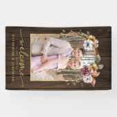 Rustikales Foto mit Blumenblättern Begrüßung Banner (Horizontal)