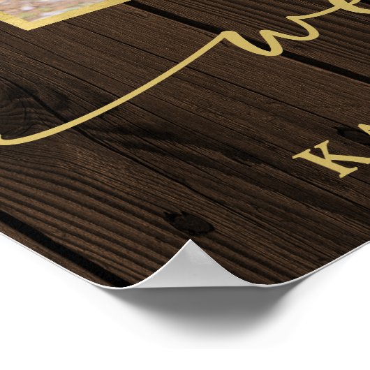 Rustikales Foto mit Blumenblättern Begrüßung Poster (Ecke)