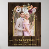 Rustikales Foto mit Blumenblättern Begrüßung Poster (Vorne)