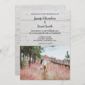 Rustikales Foto mit elegantem Holz Einladung (Vorne/Hinten)