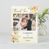 Rustikales Foto mit floralen Aquarellen Dankeskarte (Stehend Vorderseite)