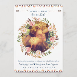 Rustikales Foto mit floralen Wasserfarben Speicher Save The Date