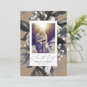 Rustikales Foto mit floraler Brauerei Kraft Save The Date (Stehend Vorderseite)