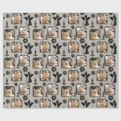 Rustikales Foto mit grauem Stempel Angel 3 Geschenkpapier (Flach)